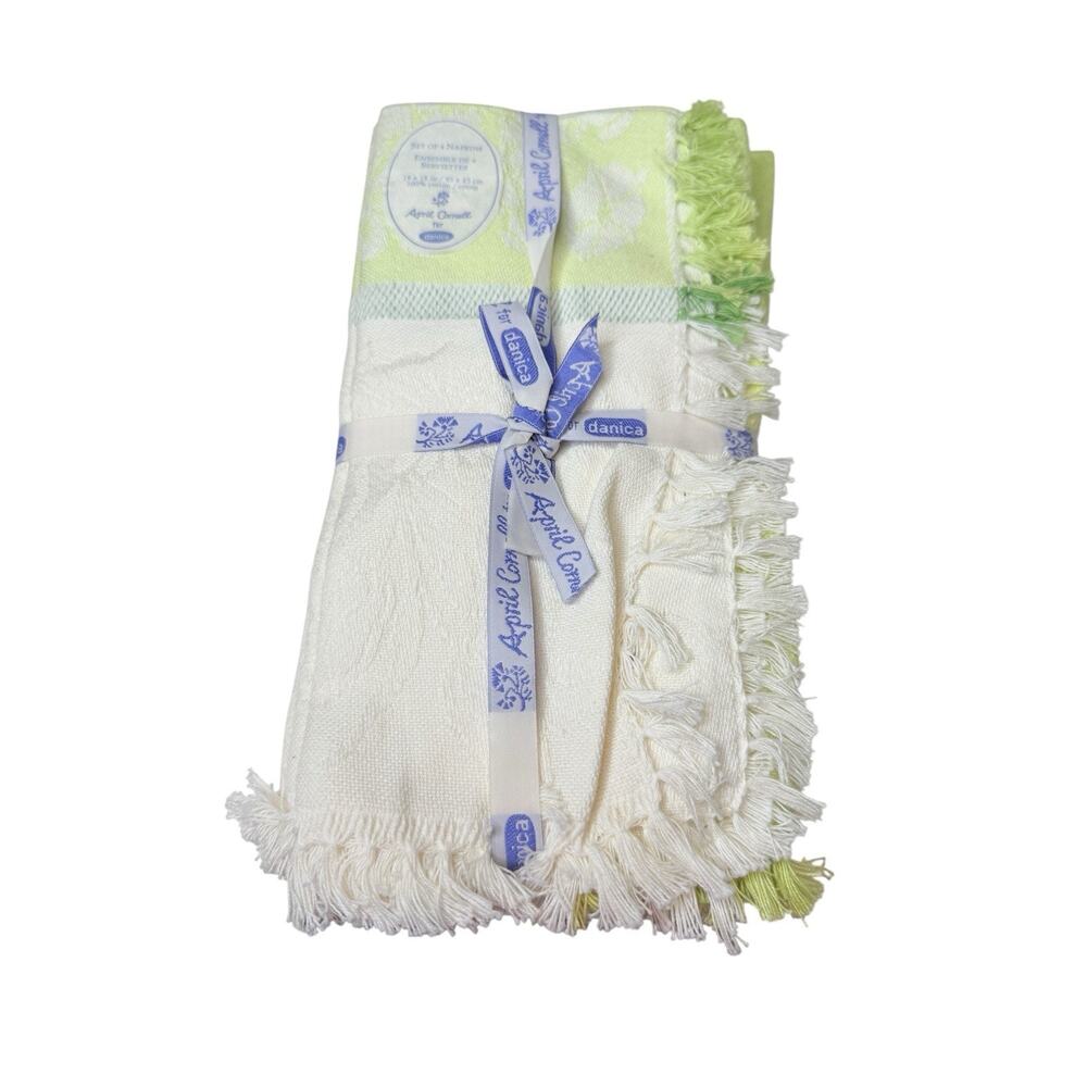 April Cornell Magnolia Lime 100% Cotton Napkin Set of 4 New 18 X 18